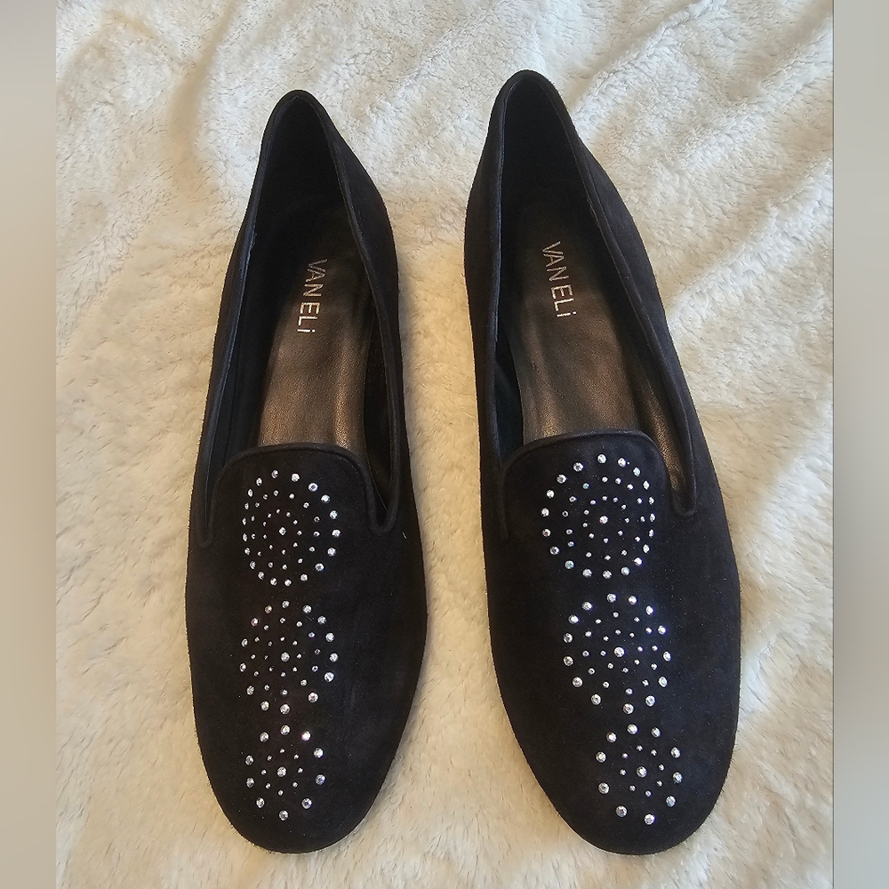 Vaneli Black Suede Women's Loafers